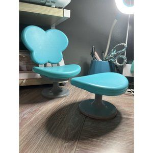 Doll Chair with Foot Stool Work W/ American Girl 18" Dolls Blue, teal, Turquoise